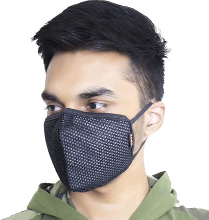 Frido Cotton Washable 5 Layer Unisex Mask With Adjustable Strap Nose Pin & Pouch (Black Pack Of 10)