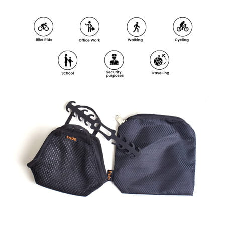 Frido Cotton Washable 5 Layer Unisex Mask With Adjustable Strap Nose Pin & Pouch (Black Pack Of 10)