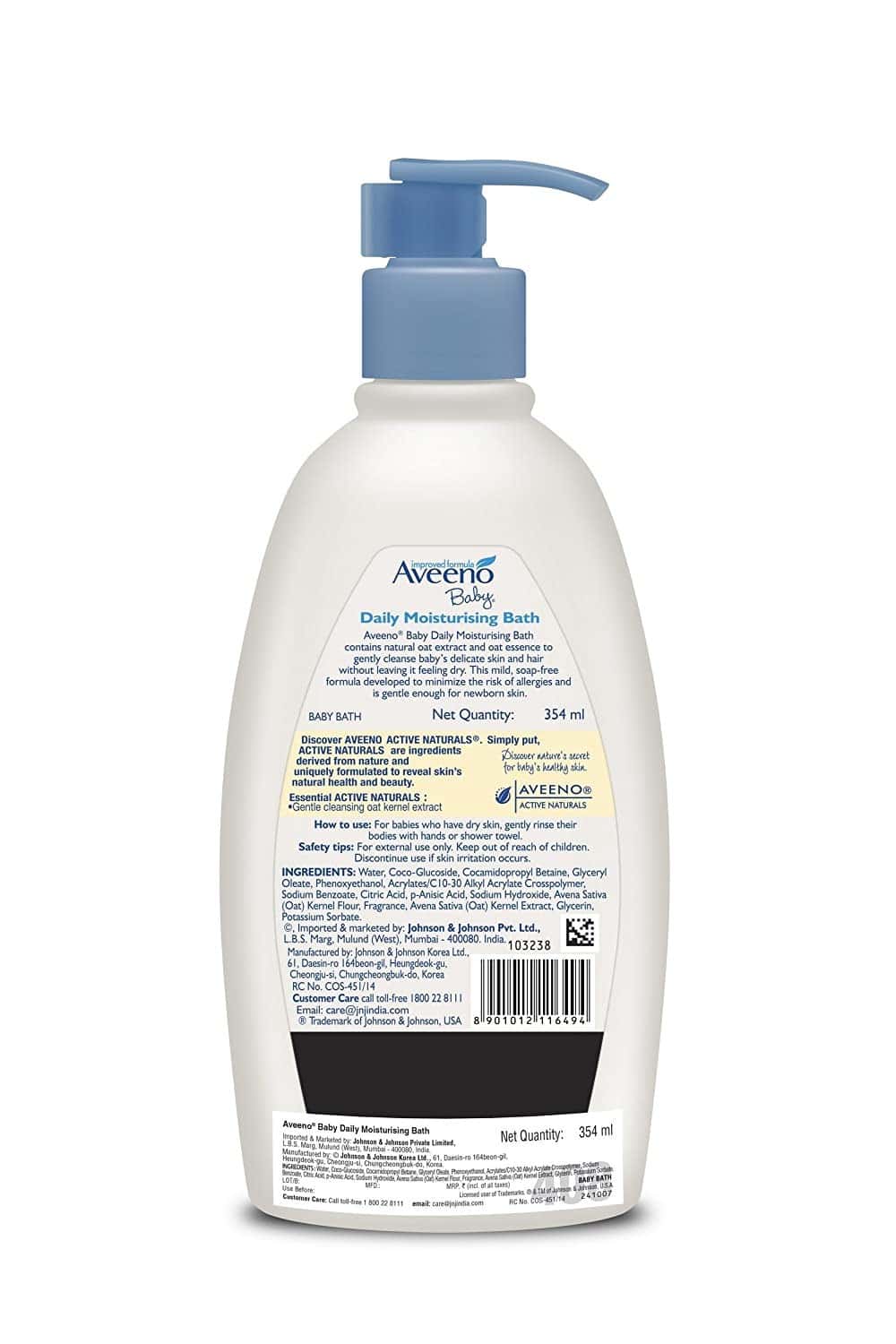 Buy Aveeno Baby Wash Daily Moisturizing Bath Bottle Of 354 Ml Online at