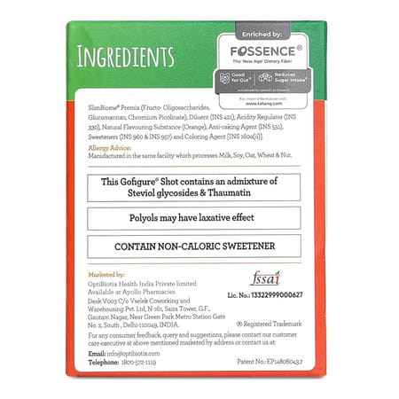 Gofigure Pre Meal Supplement Powder Shot Orange Flavor | 21 Sachets (5g Each) | For Men & Women