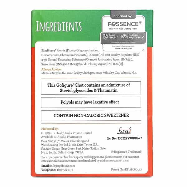 Gofigure Pre Meal Supplement Powder Shot Orange Flavor | 21 Sachets (5G Each) | For Men & Women