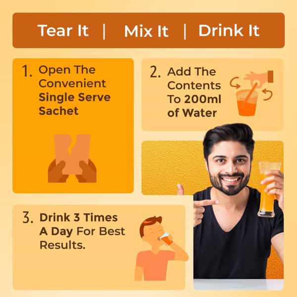 Gofigure Pre Meal Supplement Powder Shot Orange Flavor | 21 Sachets (5G Each) | For Men & Women