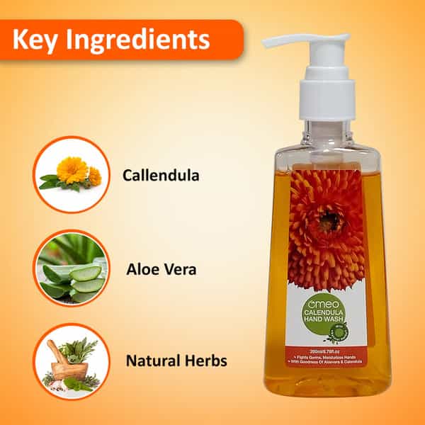Omeo Calendula Liquid Hand Wash Pump With Dispenser Bottle - 200Ml