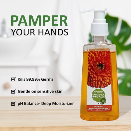 Omeo Calendula Liquid Hand Wash Pump With Dispenser Bottle - 200Ml