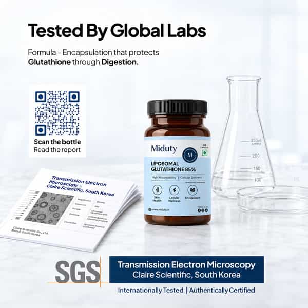 Miduty Liposomal Glutathione 85% 600Mg | Lipoglo | 8X Absorption | 30 Veg Capsules