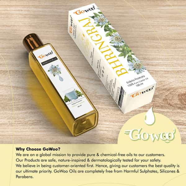 Go Woo 100% Pure Bhringraj Carrier Oil For Face 100 Ml