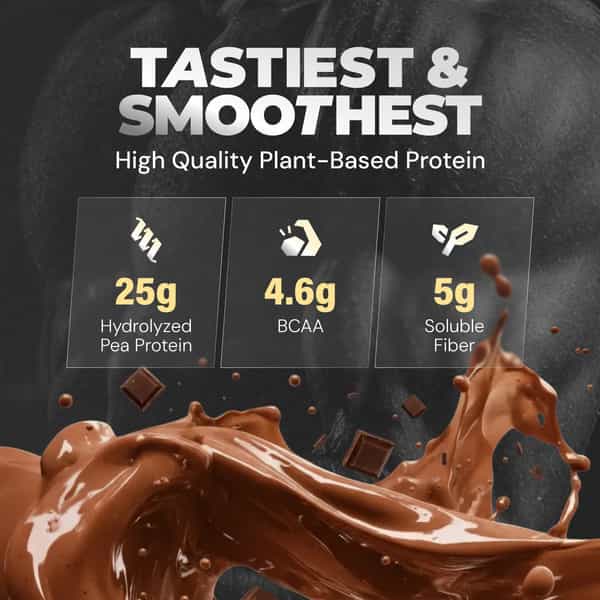 Nutrabay Gold Pea Protein Powder | 25G Protein | 4.6G Bcaa | 5G Fiber | Rich Chocolate Cerme - 500Gm