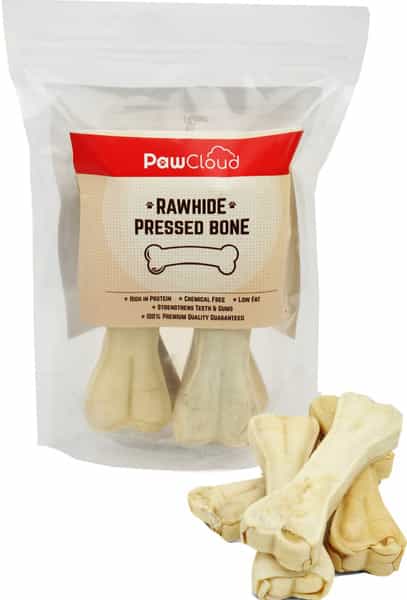 Pawcloud Rawhide Pressed Dog Bones Dog Bone Treat 5 Inches (3 Pieces)