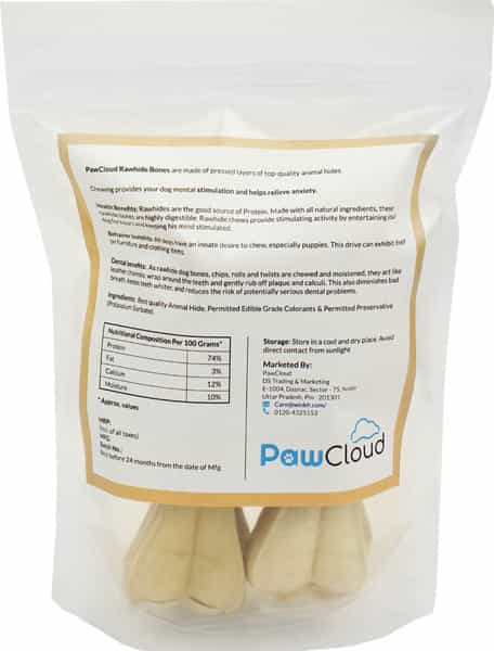 Pawcloud Rawhide Pressed Dog Bones Dog Bone Treat 5 Inches (3 Pieces)