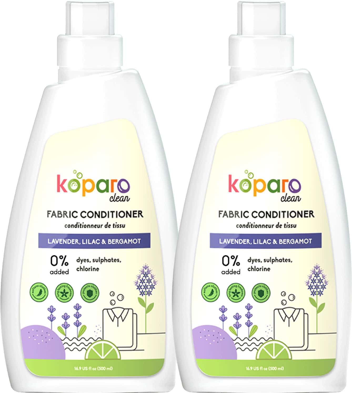 Koparo Fabric Conditioner - Lavender - Natural & Non Toxic - Eco-Friendly - Soft & Shine -500 Ml X 2