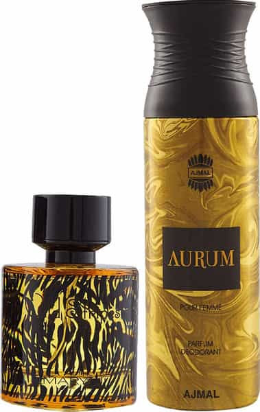 Maryaj Wild Stripes Edp Oriental 100Ml For Men And Ajmal Aurum Femme Deodorant 200Ml For Women