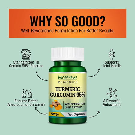 Morpheme Remedies Turmeric Curcumin 95% With Piperine For Joint Support - 60 Veg Capsules