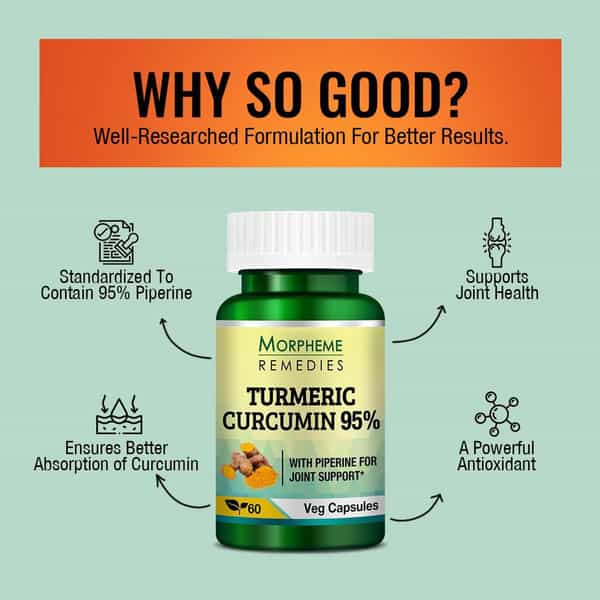 Morpheme Remedies Turmeric Curcumin 95% With Piperine For Joint Support - 60 Veg Capsules