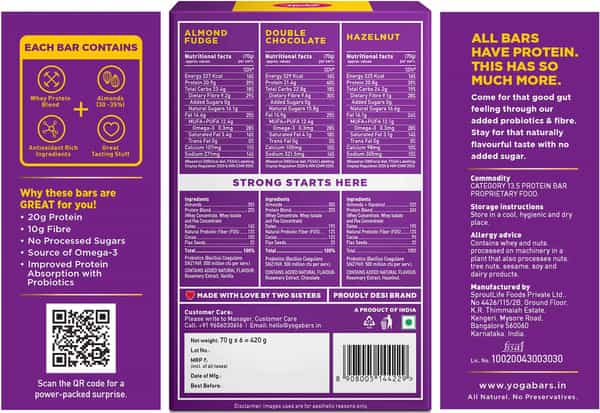 Yoga Bar No Added Sugar Protein Bar Variety Box Pack Of 6