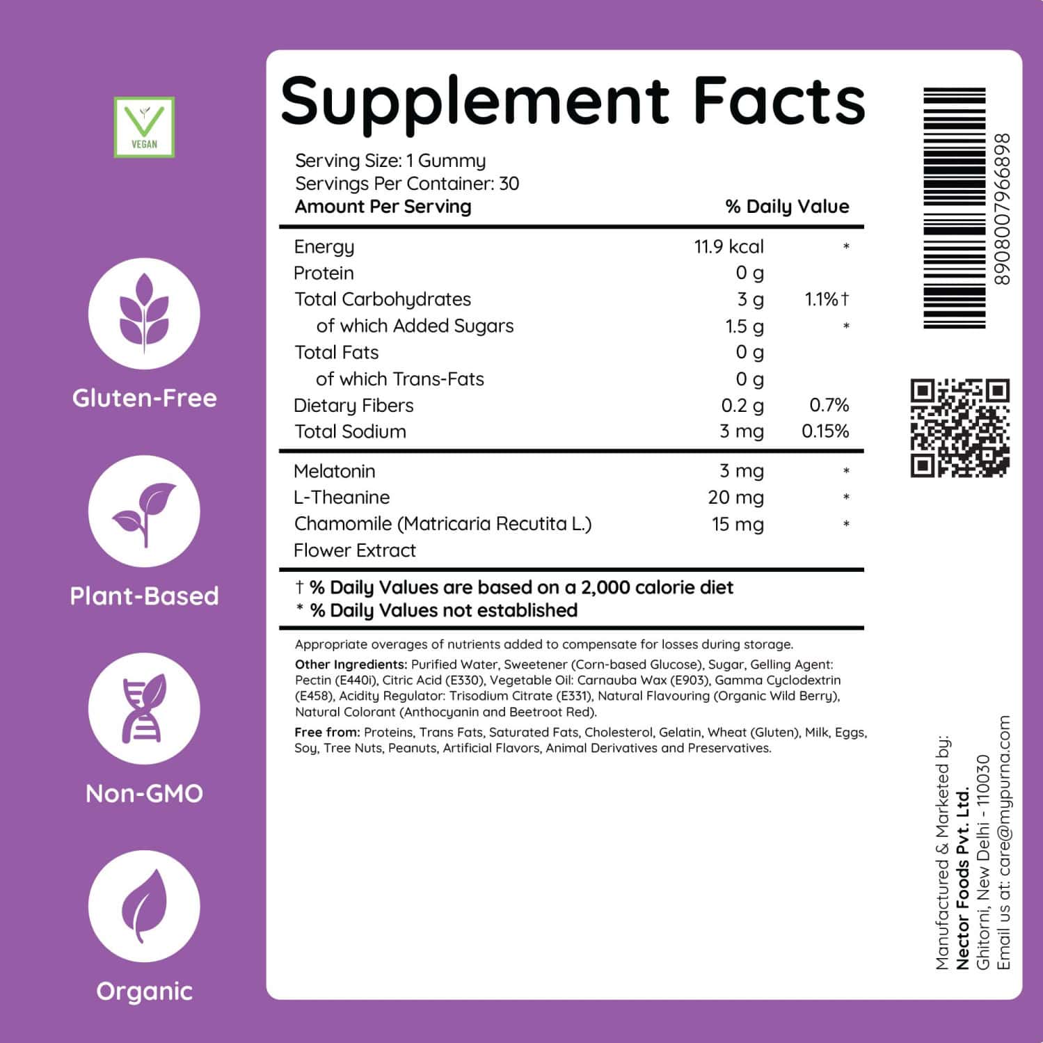 Buy PURNA GUMMIES MELATONIN FOR ADULTS, WITH CHAMOMILE EXTRACTS FOR