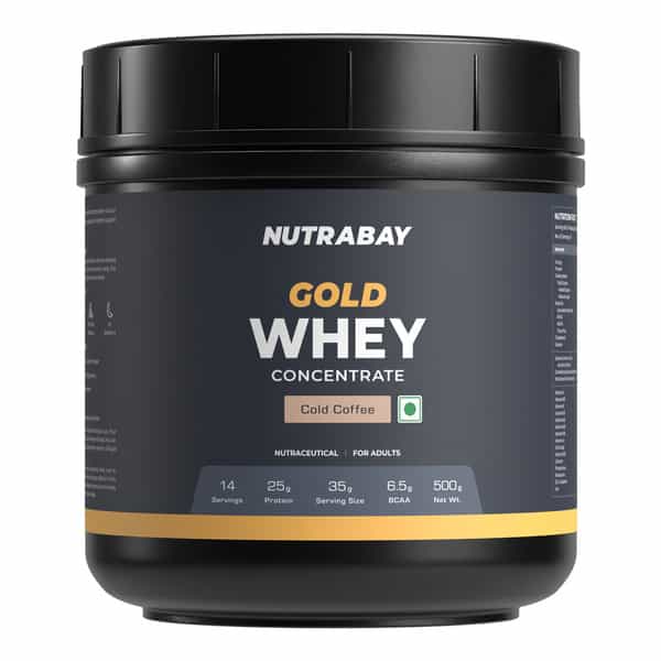 Nutrabay Gold 100% Whey Protein Concentrate|25G Protein|Muscle Support & Recovery|Cold Coffee | 500G