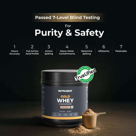 Nutrabay Gold 100% Whey Protein Concentrate|25g Protein|Muscle Support & Recovery|Cold Coffee | 500g