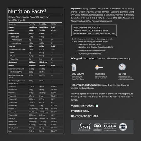 Nutrabay Gold 100% Whey Protein Concentrate|25g Protein|Muscle Support & Recovery|Cold Coffee | 500g