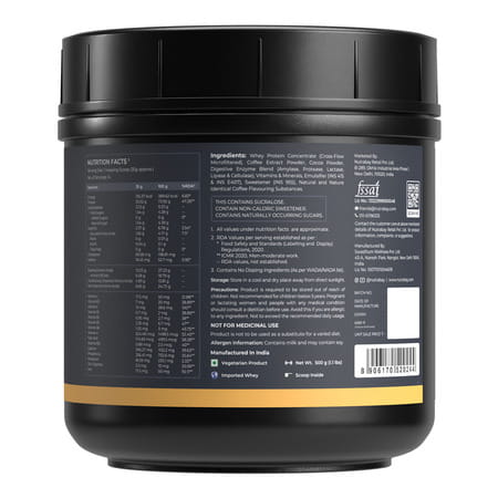 Nutrabay Gold 100% Whey Protein Concentrate|25g Protein|Muscle Support & Recovery|Cold Coffee | 500g