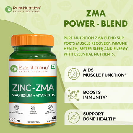 Pure Nutrition Zinc-Zma - Zinc Tablets For Men & Women To Boost Immunity & Muscle Strength - 60