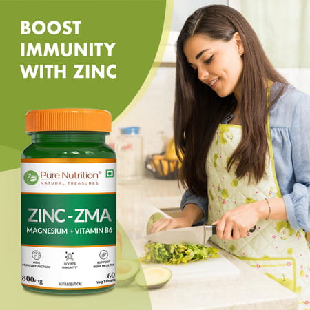 Pure Nutrition Zinc-Zma - Zinc Tablets For Men & Women To Boost Immunity & Muscle Strength - 60