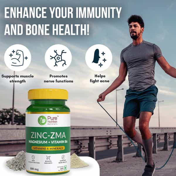 Pure Nutrition Zinc-Zma - Zinc Tablets For Men & Women To Boost Immunity & Muscle Strength - 60