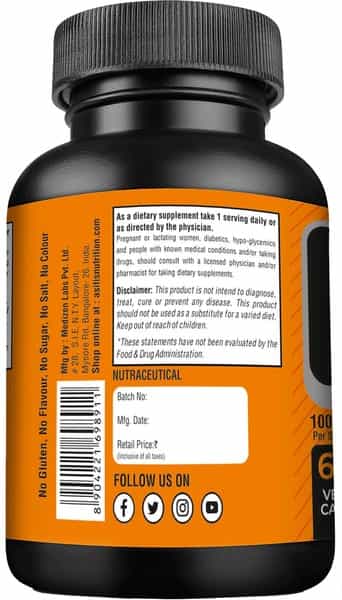 As-It-Is Nutrition L-Arginine 1000Mg Per Serving|Supports Endurance | 60 Capsules Bottle