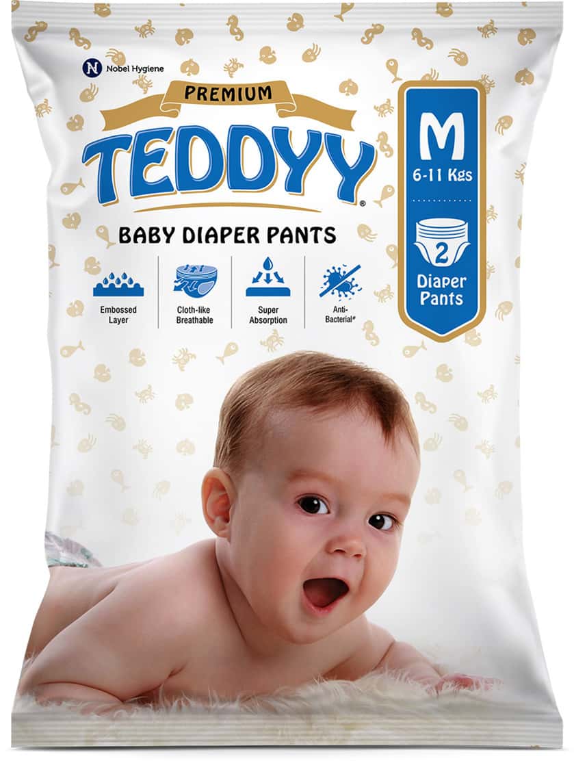 Teddyy Premium Baby Diaper Pants - Medium - 2 Pc