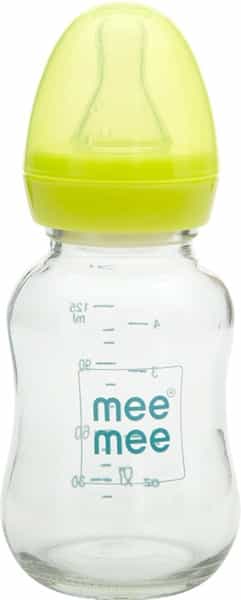 Mee Mee Anti Bacterial Baby Liquid Cleanser 300Ml& Mee Mee Premium Glass Feeding Bottle-Blue(125 Ml)