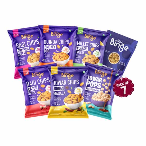 The Healthy Binge Try Them All Snacks Combo - Baked Millet Chips | No Palm Oil - Pack Of 7