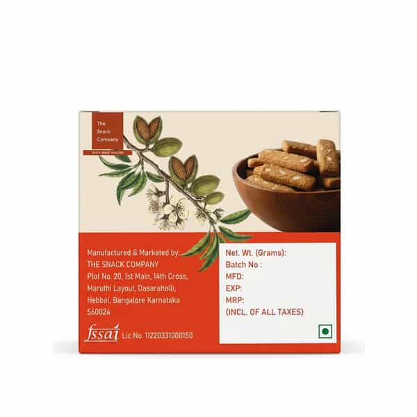 The Snack Company Almond Bistick 130 Gm | Wheat Biscuit | No Palm Oil | No Refined Sugar