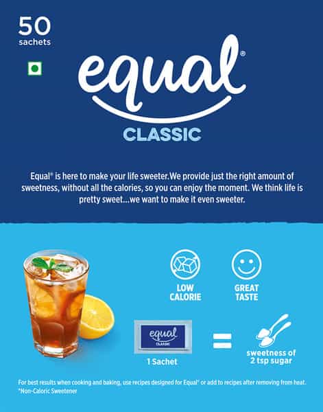 Equal Classic Zero Calorie Sweetener Sugar Free Calorie Control 50 Sachets Pack Of 3