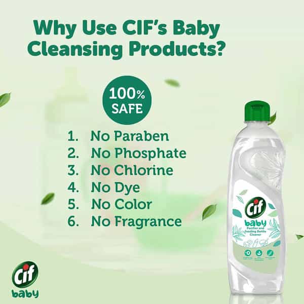 Cif Baby Pacifier & Feeding Bottle Cleaner 100% Naturally Derived Ingredients 400Ml