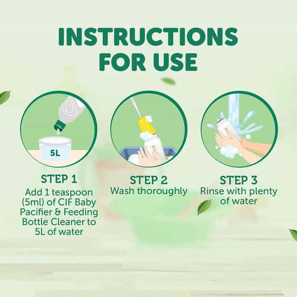Cif Baby Pacifier & Feeding Bottle Cleaner 100% Naturally Derived Ingredients 400Ml