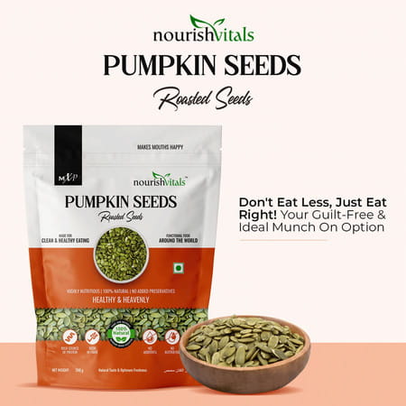 Nourishvitals Healthy Munching Pumpkin Seeds +Pumpkin Sunflower And Flax Roasted Seeds (200gm Each)