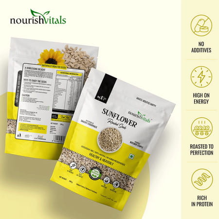 Nourishvitals Healthy Munching Pumpkin Seeds +Pumpkin Sunflower And Flax Roasted Seeds (200gm Each)