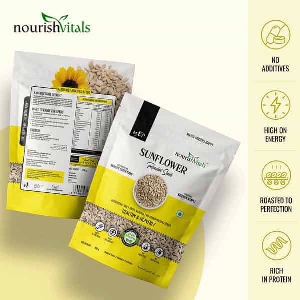 Nourishvitals Healthy Munching Pumpkin Seeds +Pumpkin Sunflower And Flax Roasted Seeds (200Gm Each)