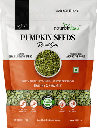 Nourishvitals Healthy Munching Pumpkin Seeds +Pumpkin Sunflower And Flax Roasted Seeds (200gm Each)