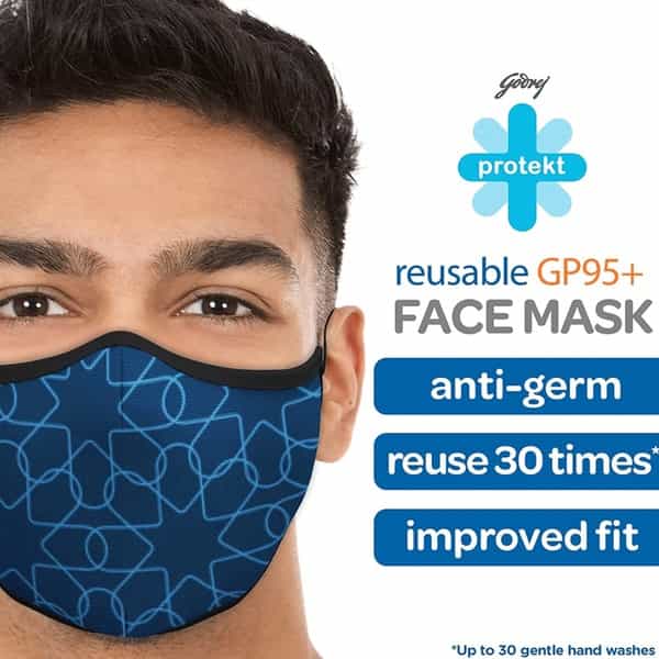 Godrej Protekt Gp95 Face Mask Blue Large - Pack Of 3