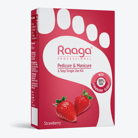 Raaga Professional Pedicure & Manicure 6 Step Single Use Kit | Strawberry | 6 Sachets (63 G)