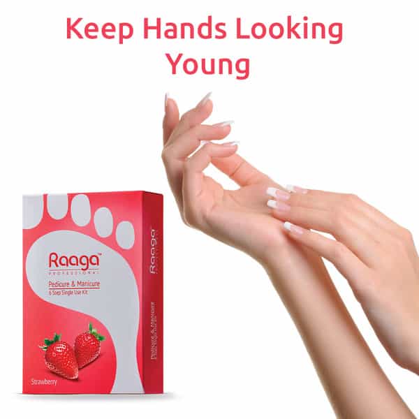 Raaga Professional Pedicure & Manicure 6 Step Single Use Kit | Strawberry | 6 Sachets (63 G)