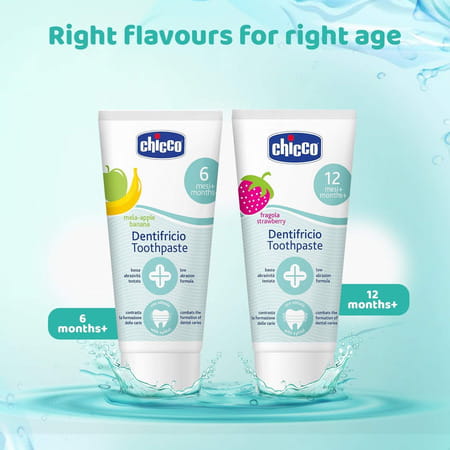 Chicco Toothpaste | Strawberry Flavour For 12m+ Baby | Fluoride-Free | Preservative-Free (50 Ml)