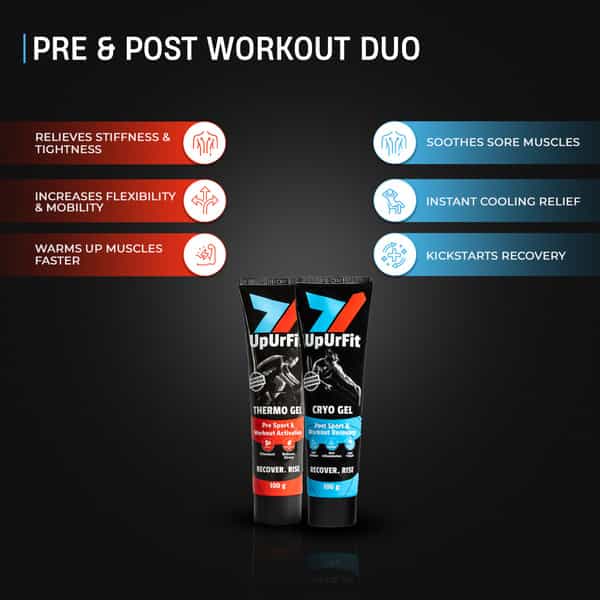 Upurfit High Performance Gym Kit (Thermo Gel 100G | Cryo Gel 100G | 3Xl Body & Face Wipes 10N)