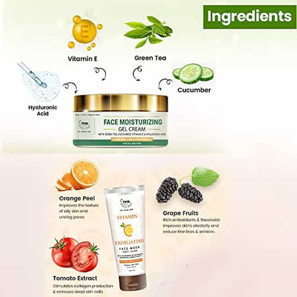 Tnw The Natural Wash Face Moisturizing Gel Cream & Vitamin C Exfoliating Face Wash