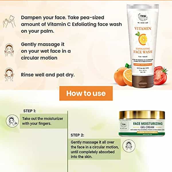 Tnw The Natural Wash Face Moisturizing Gel Cream & Vitamin C Exfoliating Face Wash