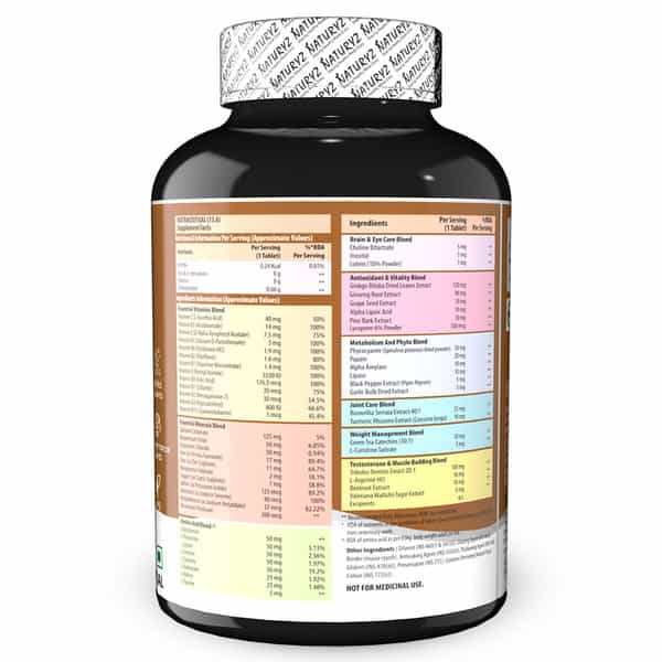 Naturyz Men's Sport Multivitamin For Men With 55 Vital Nutrients & 13 Performance Blends -50 Tablets