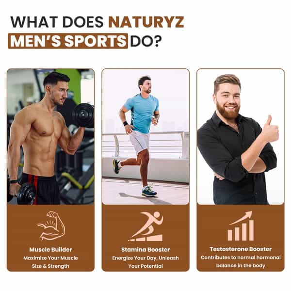 Naturyz Men's Sport Multivitamin For Men With 55 Vital Nutrients & 13 Performance Blends -50 Tablets