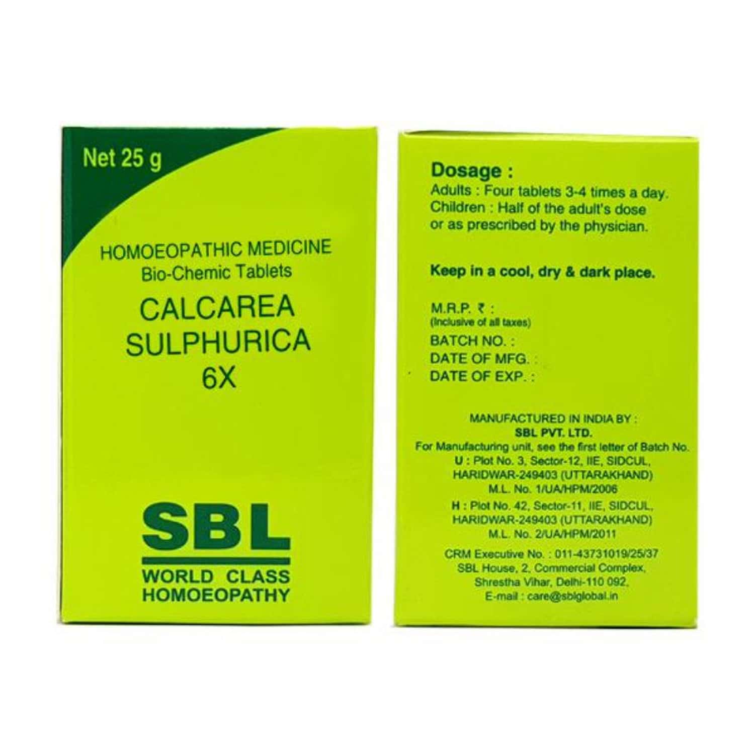 Sbl Calcarea Sulphurica Biochemic Tablet 6x 25 Gm Pack Of 3