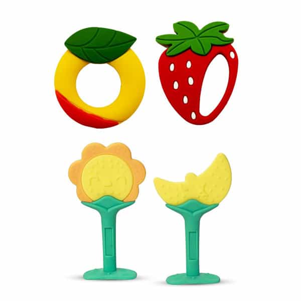 Chevalier Soft Silicone Rubber Baby Teether | Soothes Sore Gums Chew Infant Toy Combo 4 Sroysymy