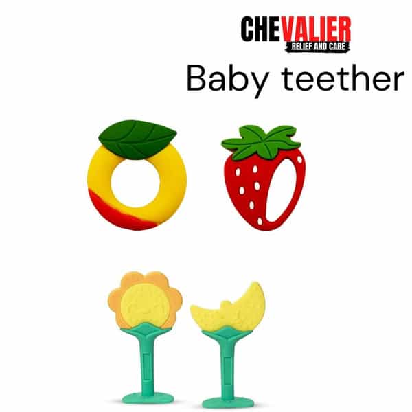 Chevalier Soft Silicone Rubber Baby Teether | Soothes Sore Gums Chew Infant Toy Combo 4 Sroysymy
